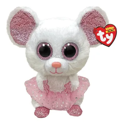 Ty, Beanie Boos, Mysz ballerina Nina, maskotka, biała, 24 cm