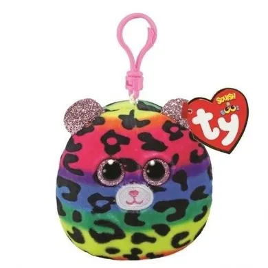 Ty, Squish-A-Boos, Wielokolorowy Lampart Dotty, brelok, 8,5 cm