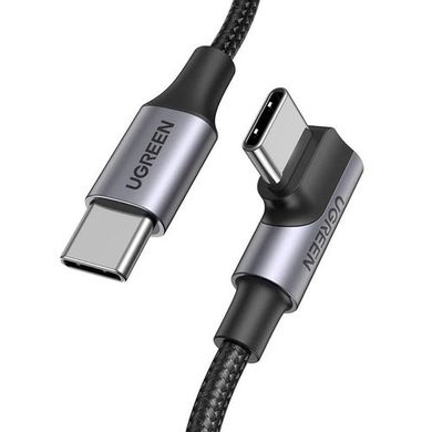 Ugreen, kabel, US334 70643, USB-C (kątowy) / USB-C (prosty), 100W, PD, 1m, czarny