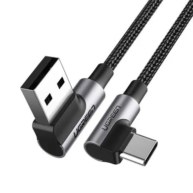 Ugreen, kątowy kabel, USB - USB C, Quick Charge 3.0 QC3.0 3 A, 1m, US176, szary
