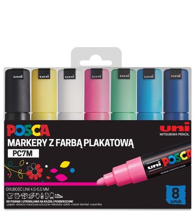 Uni, markery PC-7M, 8 kolorów