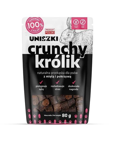 Uniszki, Crunchy, królik, mięta pokrzywa, przysmak dla psa, 80g