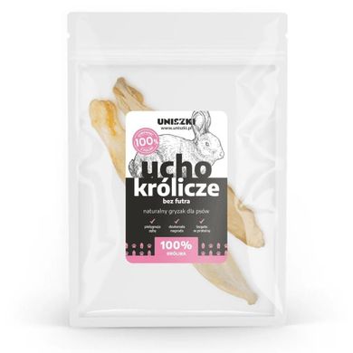 Uniszki, ucho królicze bez futra, przysmak dla psa, 2szt