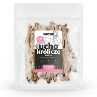Uniszki, ucho królicze z futrem, przysmak dla psa, 20 szt.