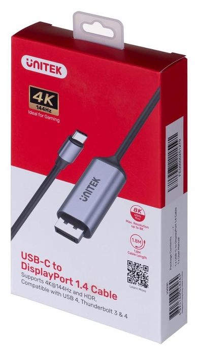 Unitek, adapter USB-C/DP 1.4, 8K60Hz 1,8m