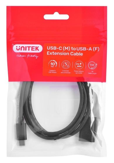 Unitek, adapter USB-C/USB-A, 10Gbps, 60W, 1m