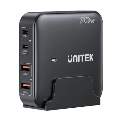 Unitek, ładowarka biurkowa, GAN 70W, 2XUSB-A 2XUSB-C