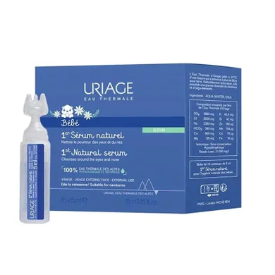 Uriage, Bebe 1st Natural Serum, fizjologiczne serum oczyszczające, 15-5 ml