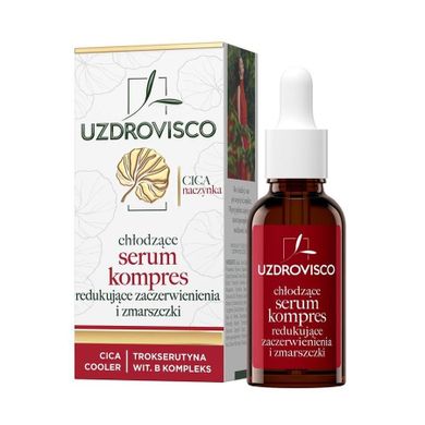 Uzdrovisco, Cica, Naczynka, chłodzące serum kompres przeciw zaczerwienieniom
i zmarszczkom, 30 ml