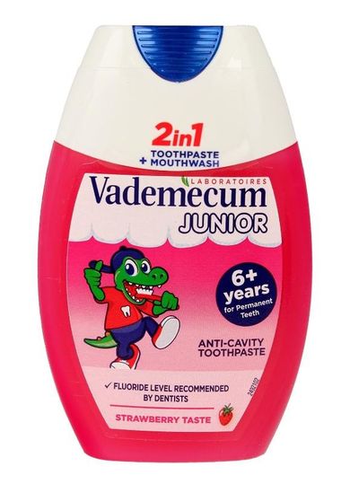 Vademecum Junior, Strawberry, pasta 2w1, od 6 lat, 75 ml