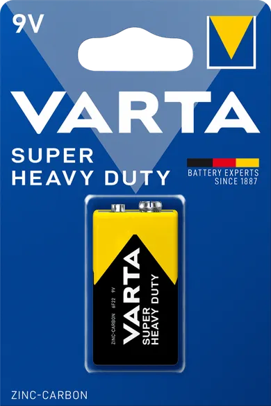 VARTA, Super Heavy Duty, bateria cynkowo-węglowa, 9V 6F22, Zn-C, 1 szt.