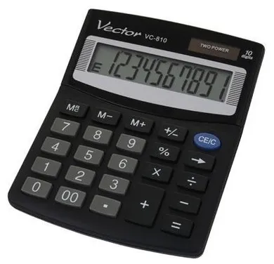 Vector, kalkulator, czarny, 10 cyfrowy wyświetlacz