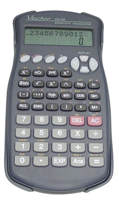 Vector, kalkulator, czarny, dwuliniowy wyświetlacz