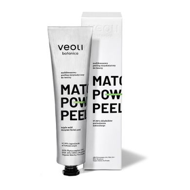 Veoli Botanica, Matcha Power Peel, multikwasowy peeling enzymatyczny do twarzy, 75 ml