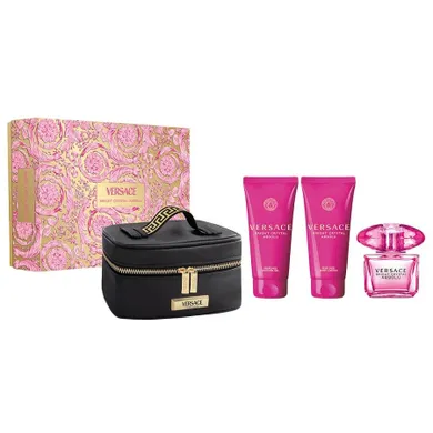 Versace, Bright Crystal Absolu, zestaw, woda perfumowana spray, 90 ml + żel pod prysznic, 100 ml + balsam do ciała, 100 ml + kosmetyczka