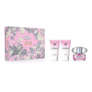 Versace, Bright Crystal, zestaw: woda toaletowa, spray, 50 ml + balsam do ciała, 50 ml + żel pod prysznic, 50 ml
