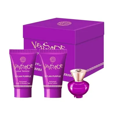 Versace, Dylan Purple Pour Femme, zestaw woda perfumowana, 5 ml + żel pod prysznic, 25 ml + balsam do ciała, 25 ml