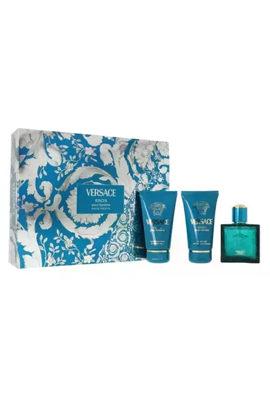 Versace, Eros Pour Homme, zestaw: woda toaletowa, 50 ml + żel pod prysznic, 50 ml + balsam po goleniu, 50 ml