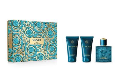 Versace, Eros, zestaw: woda toaletowa, spray, 50 ml + żel pod prysznic, 50 ml + balsam po goleniu, 50 ml