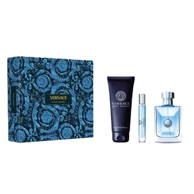 Versace, Pour Homme, zestaw, woda toaletowa, spray, 100 ml + żel pod prysznic, 150 ml + woda toaletowa, spray, 10 ml