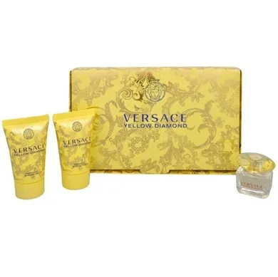 Versace, Yellow Diamond, zestaw upominkowy, woda toaletowa, miniatura 5 ml + balsam do ciała 25 ml + żel pod prysznic 25 ml