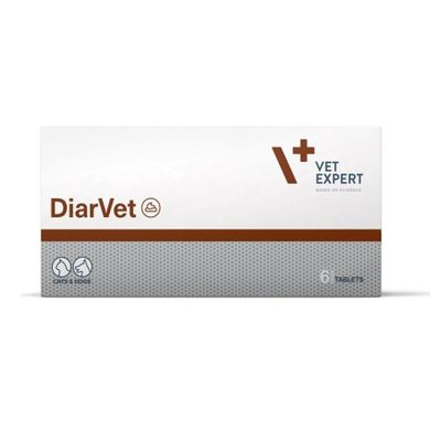 VetExpert, Diarvet, preparat na biegunkę dla psów i kotów, 6 tabletek