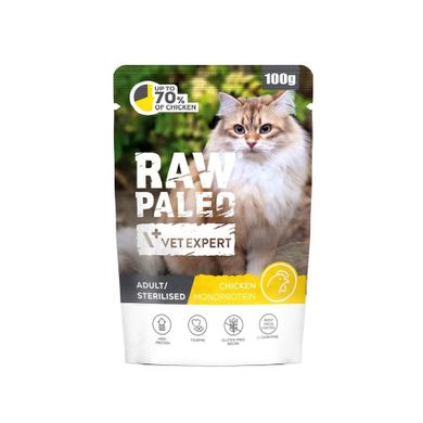 Vetexpert, Raw Paleo Adult/Sterilised, karma mokra dla kota, kurczak, 100g