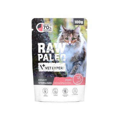 Vetexpert, Raw Paleo Adult/Sterilised, karma mokra dla kota, wieprzowina, 100g