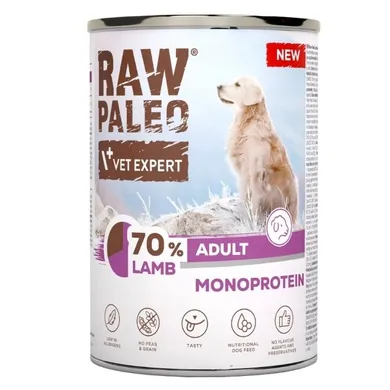 VetExpert, Raw Paleo, Jagnięcina, Adult, mokra kara dla psów, 400g