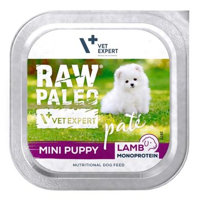 VetExpert, Raw Paleo, jagnięcina, karma mokra dla szczeniąt, Pate Mini Puppy, 150g