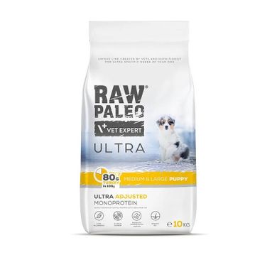 VetExpert, Raw Paleo Ultra, indyk, medium&large, puppy, karma sucha dla psów, 10 kg
