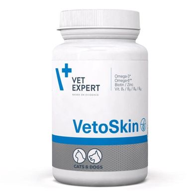 VetExpert, VetoSkin, suplement diety na sierść dla psów i kotów, 90 tabletek