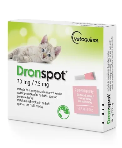 Vetoquinol Biowet, Dronspot, roztwór do nakrapiania dla małych kotów, 0,5-2,5 kg