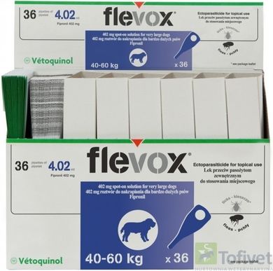 Vetoquinol Biowet, Flevox Spot-On, preparat do zwalczania kleszczy, pcheł i wszy u psów, 40-60 kg, 10 szt.