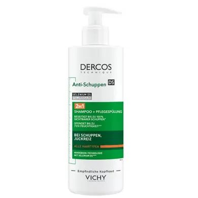 Vichy, Dercos, szampon przeciwłupieżowy z odżywką 2w1, 390 ml