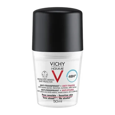 Vichy, Homme, Anti-Perspirant 48h, antyperspirant w kulce przeciw plamom, 50 ml