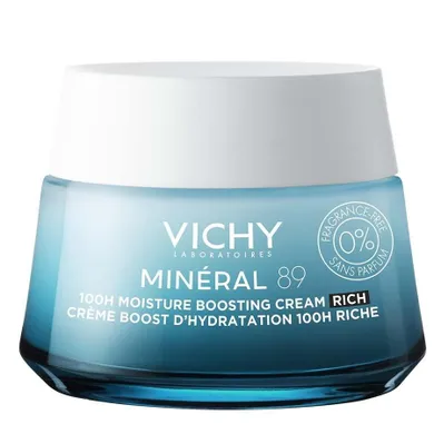 Vichy, Mineral 89 Rich, bogaty krem nawilżająco-odbudowujący 100h, 50 ml