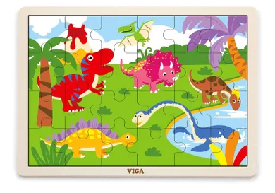 Viga, Dinozaury, puzzle na podkładce, 24 elementy