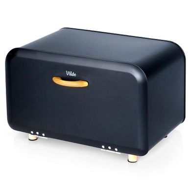 Vilde, chlebak metalowy, czarny, 35,5-21-23,5 cm