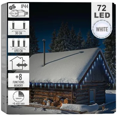 Vilde, kurtyna świetlna girlanda, zewnętrzna, ciepły biały, sople lodu, 72 led, 6.9 m