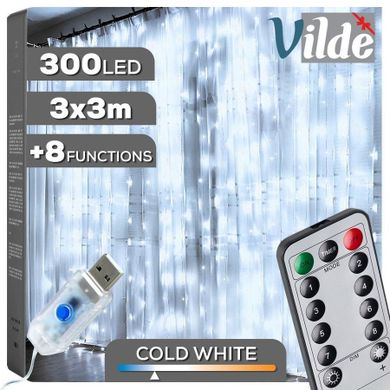Vilde, kurtyna świetlna z pilotem, 300 LED, 3m