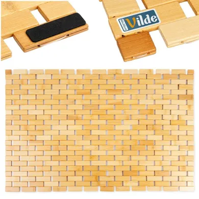 Vilde, mata antypoślizgowa łazienkowa, bambusowa, 80-50 cm