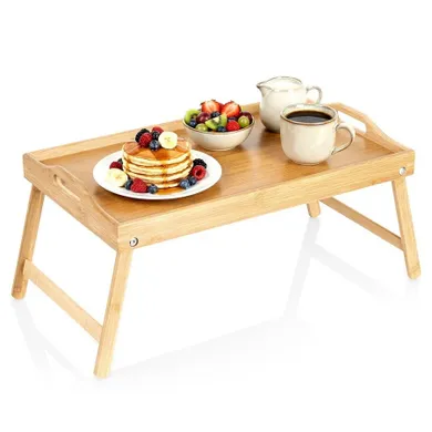 Vilde, stolik śniadaniowy 2w1, bambusowy, składany, 50-30-24,5 cm