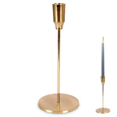 Vilde, świecznik na długą świeczkę, aluminiowy złoty, 25 cm
