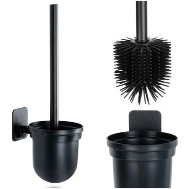 Vilde, szczotka do toalety, silikonowa z pojemnikiem wisząca, czarna, 35 cm