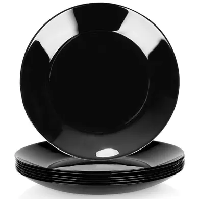 Vilde, talerze deserowe szklane, czarne, 18 cm, 6 szt.
