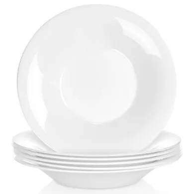 Vilde, talerze obiadowe głębokie, szklane, białe, 21,5 cm, 400 ml, 6 szt.