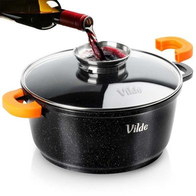 Vilde, Terruna Aroma, garnek ze szklaną pokrywką, granitowy, 24 cm, 4l