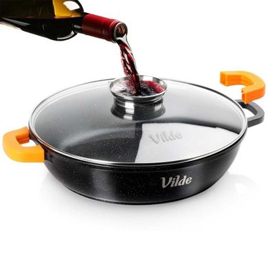 Vilde, Terruna Aroma, patelnia granitowa, ze szklaną pokrywką, głęboka, 32 cm, 4,7l