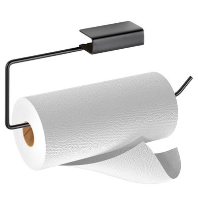 Vilde, wieszak na ręcznik papierowy, metalowy, czarny, 30-4,5-13 cm